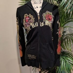 Sz Med Embellished Ed Hardy Sweater